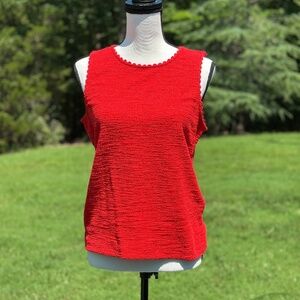 J. Crew Scallop Trim Sleeveless Shell Size Small Red